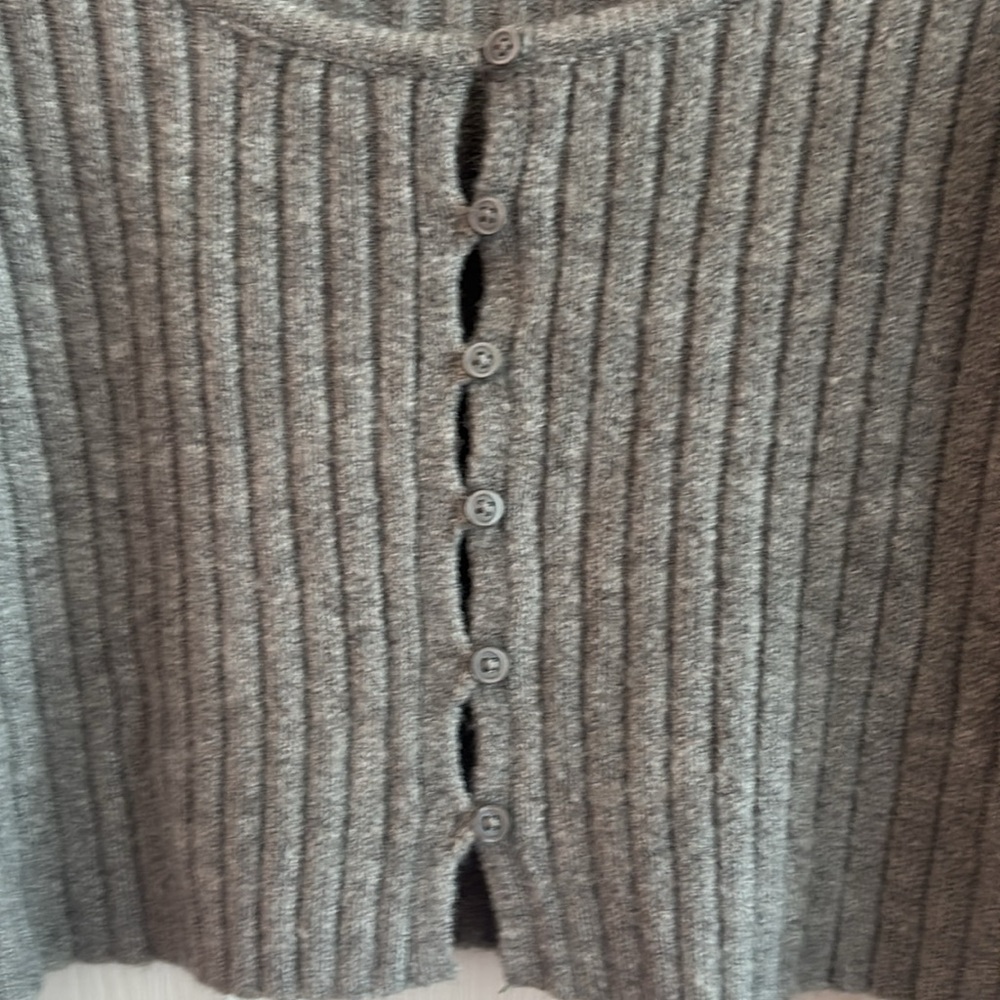 American Eagle Gray Cropped Button Up Cardigan Ri… - image 2